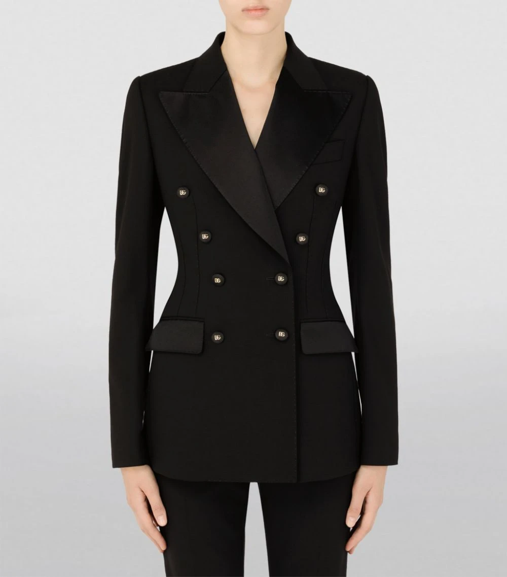 Dolce & Gabbana Wool-Silk Blend Double-Breasted Blazer N0000-BLACK Blazers 3 Dolce & Gabbana Wool-Silk Blend Double-Breasted Blazer N0000-BLACK Blazers - Image 3