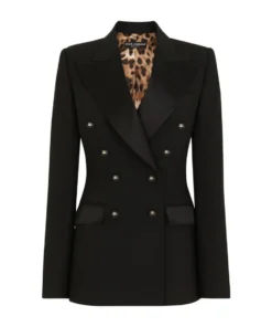 Dolce & Gabbana Wool-Silk Blend Double-Breasted Blazer N0000-BLACK Blazers