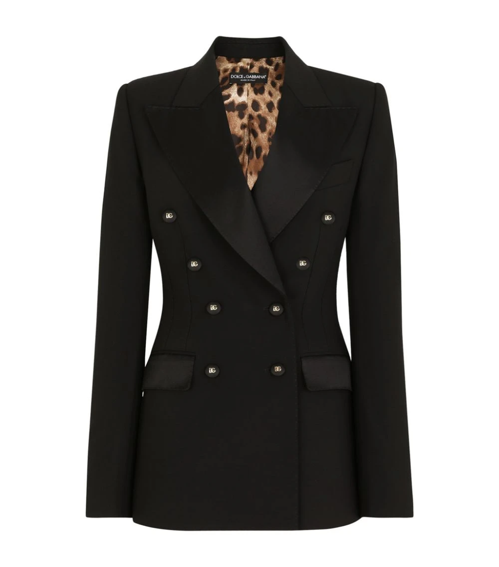 Dolce & Gabbana Wool-Silk Blend Double-Breasted Blazer N0000-BLACK Blazers 1 Dolce & Gabbana Wool-Silk Blend Double-Breasted Blazer N0000-BLACK Blazers