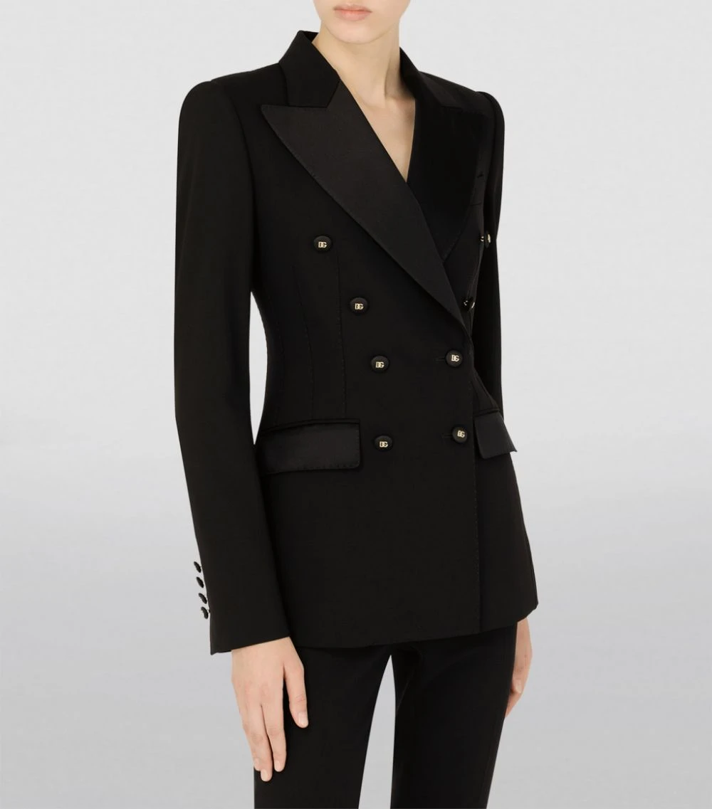 Dolce & Gabbana Wool-Silk Blend Double-Breasted Blazer N0000-BLACK Blazers 6 Dolce & Gabbana Wool-Silk Blend Double-Breasted Blazer N0000-BLACK Blazers - Image 6