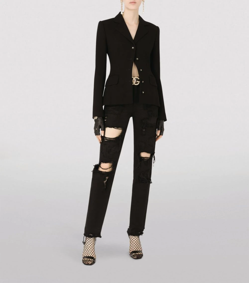 Dolce & Gabbana Wool Tailored Jacket N0000-BLACK Blazers 2 Dolce & Gabbana Wool Tailored Jacket N0000-BLACK Blazers - Image 2